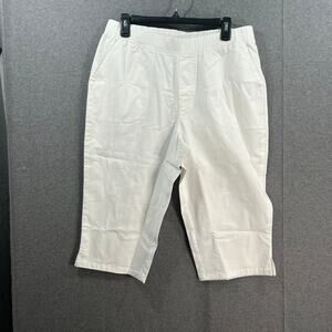 Denim & Co. EasyWear Twill Regular Relaxed Pull-On Skimmer White, Medium